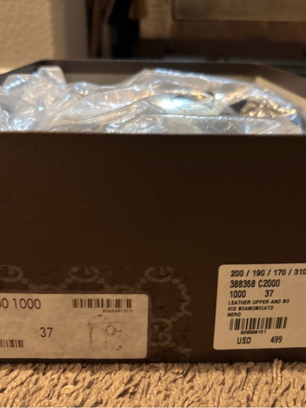 Women’s Black Suede Peep-Toe Heels with Gold Accent - Picture 3 of 8